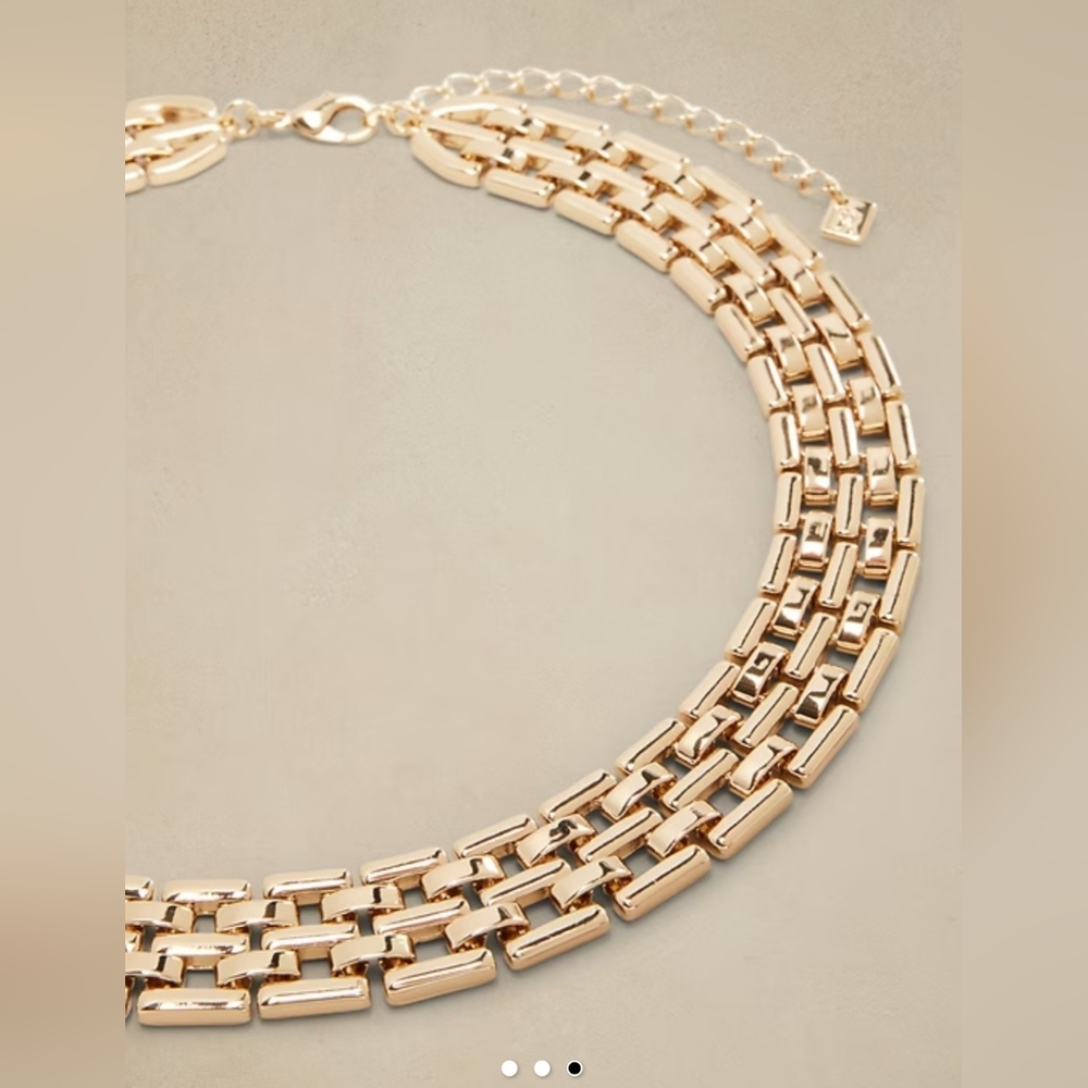 NWOT Banana Republic Watch Link Style Chain Collar Necklace One Size In Gold